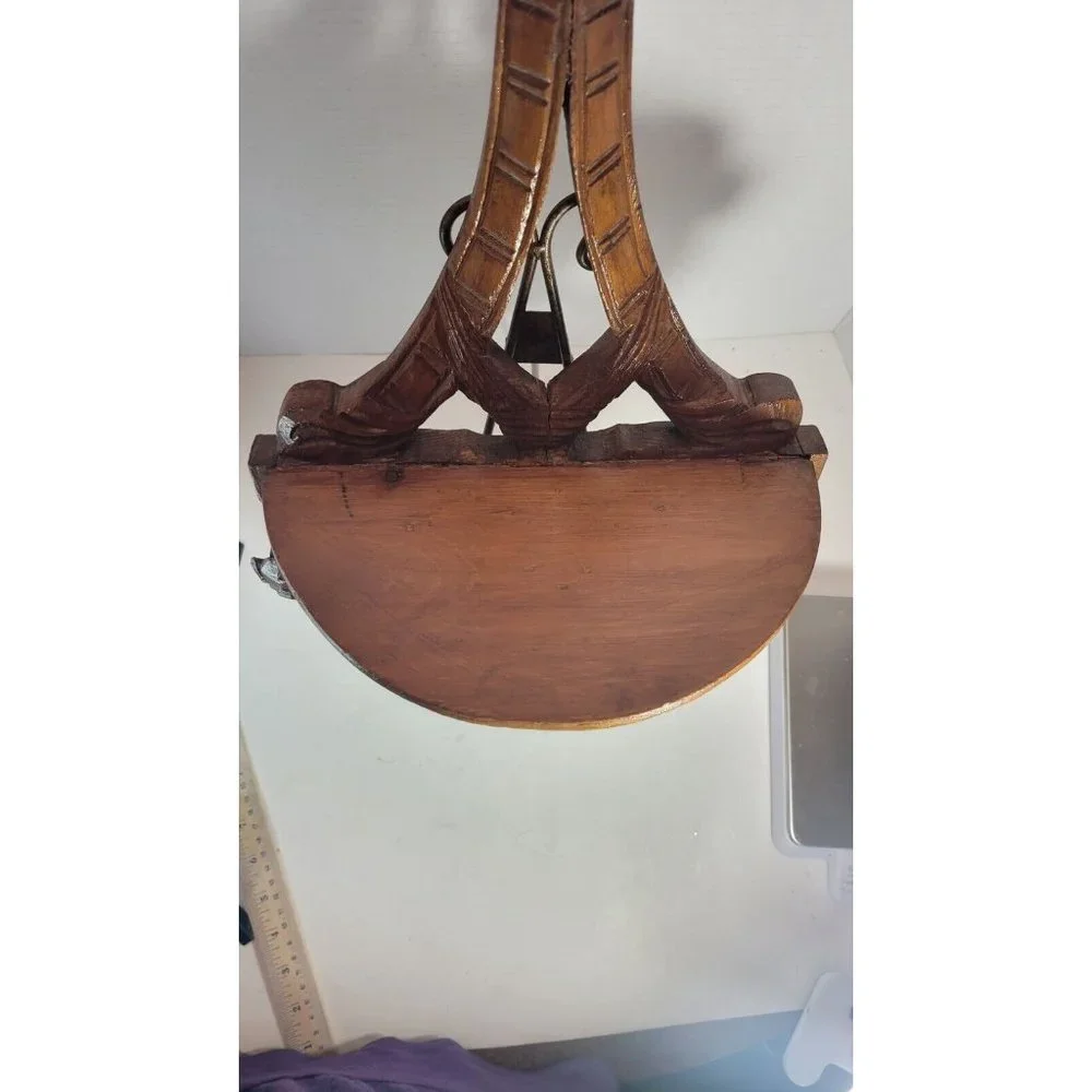 Beautifully Ornate Hand Carved Figural Wood Bracket Wall Shelf, set of two.